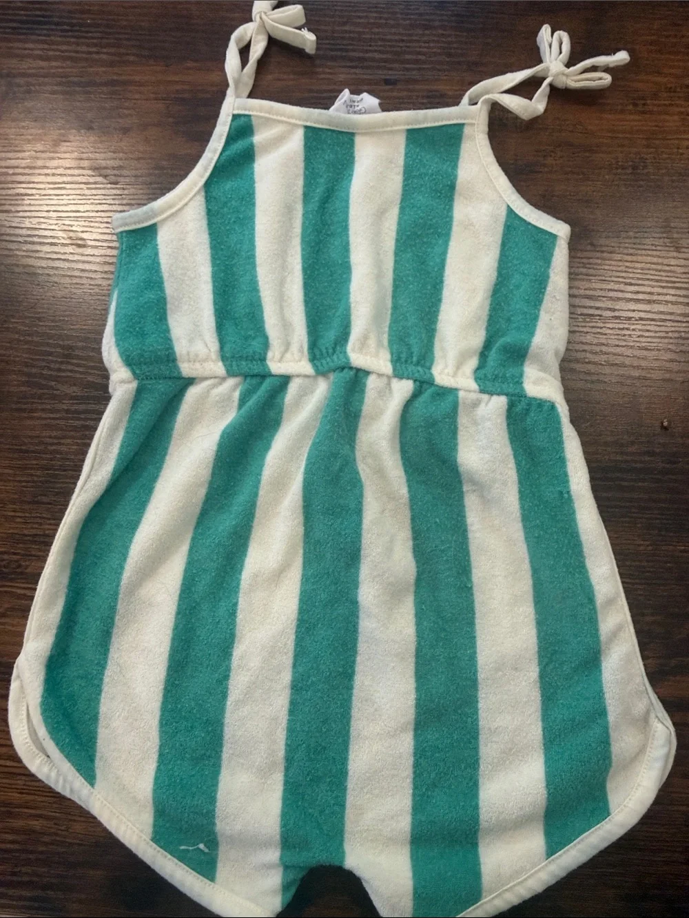 Hello Kitty Teal and White Striped Tie-Shoulder Romper cover up